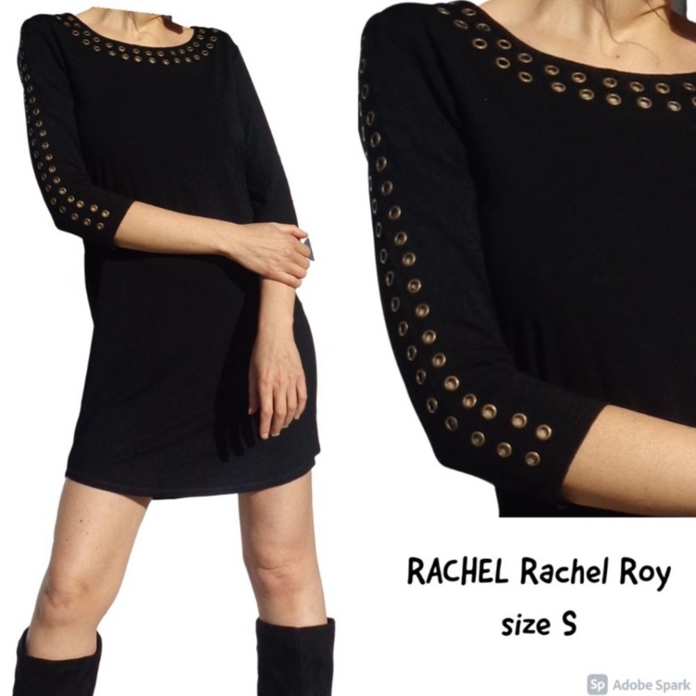 RACHEL Rachel Roy dress black with metal accents pullover party size S - Picture 3 of 14